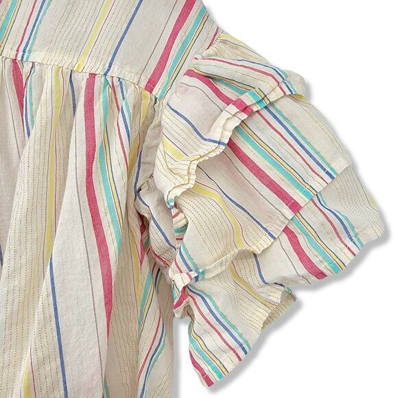 Peyton & Parker Girls Peasant‎ Top Multicolor Stripe Ruffle Short Sleeve L 14 - Picture 6 of 12